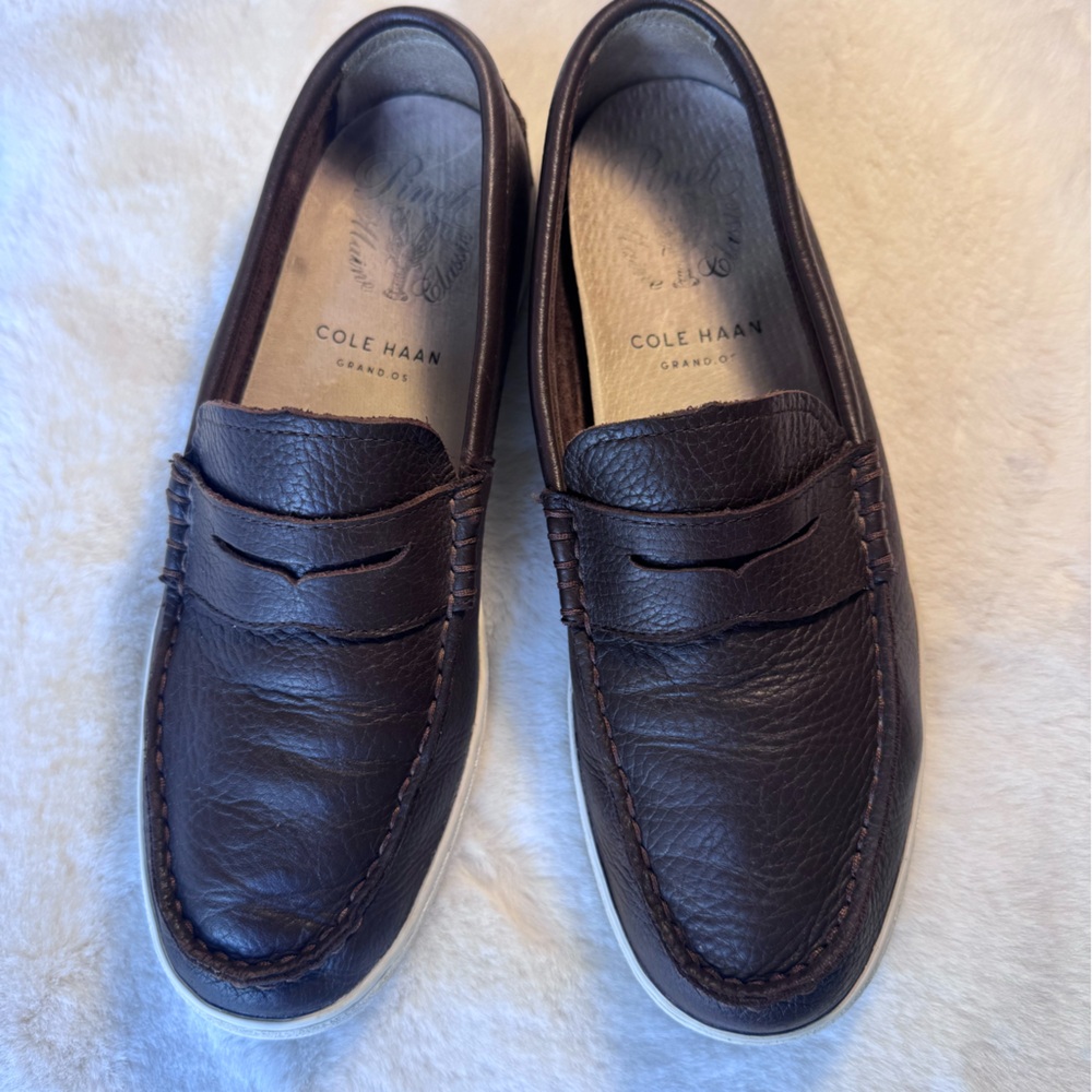 Cole Haan Men's Dark Brown Leather Nantucket Penny Slip-on Loafers Size 8.5